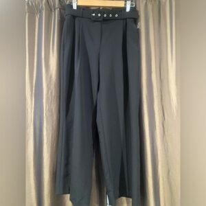 Zara Stylish Black Wide-Leg Trousers with Belt/ Size Medium